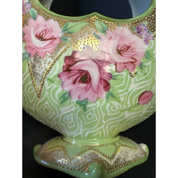 Antique Nippon Moriage Moon Vase Hand Painted - Picture 9 of 9